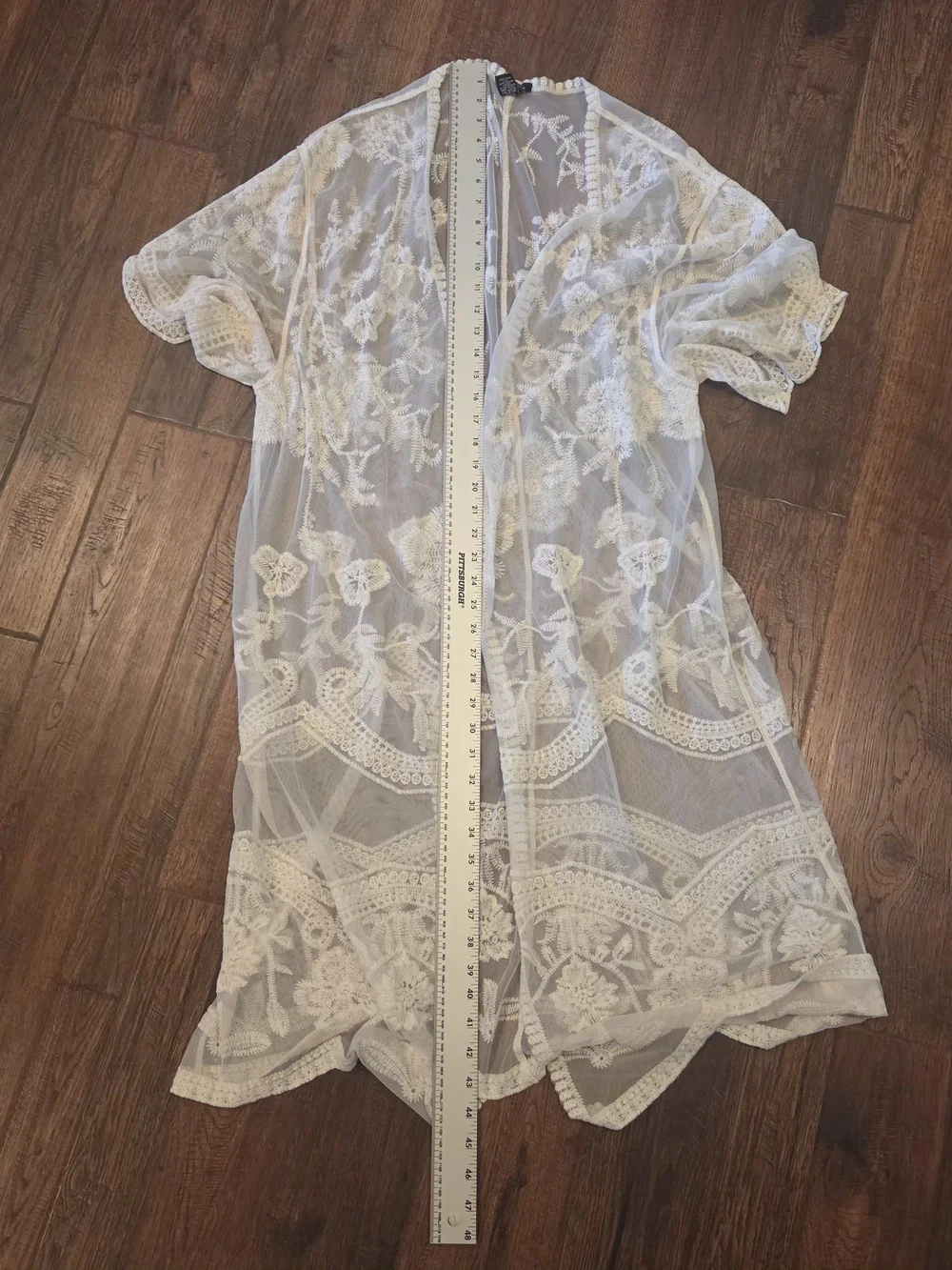 Embroidered Lace Boho Duster Sheer Festival  Beach Hippie Floral Cottage Fairy